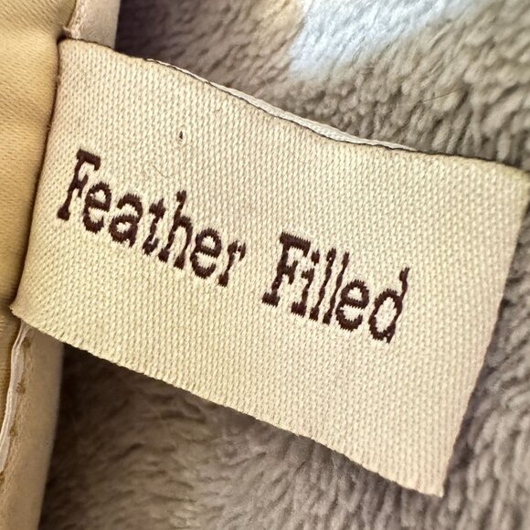 Throw Pillow 21x21 Geometric Stitching West Lake Home Duck Feather Beige Satin - Picture 11 of 12